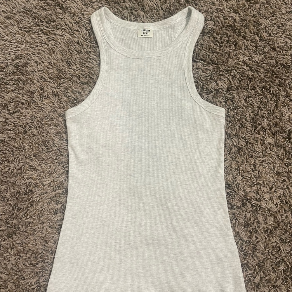 Gray Ribbed Tank Top - Picture 2 of 3